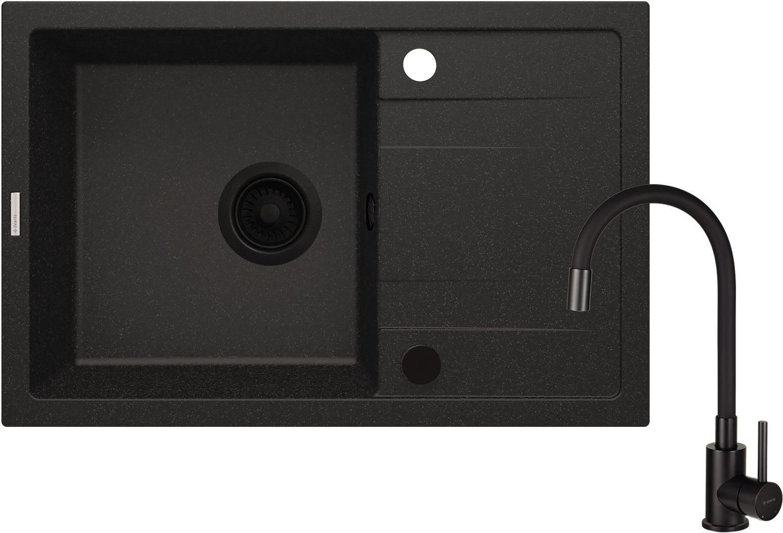 Granite sink with tap, 1-bowl with drainer